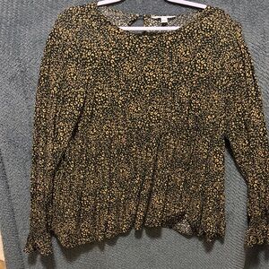 POPSUGAR Black Blouse with Gold Accents